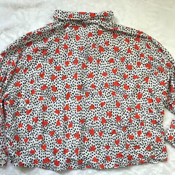 Asos Heart Button Up Shirt Women's 12 Long Sleeves 100% Viscose Lightweight NEW - Picture 5 of 9